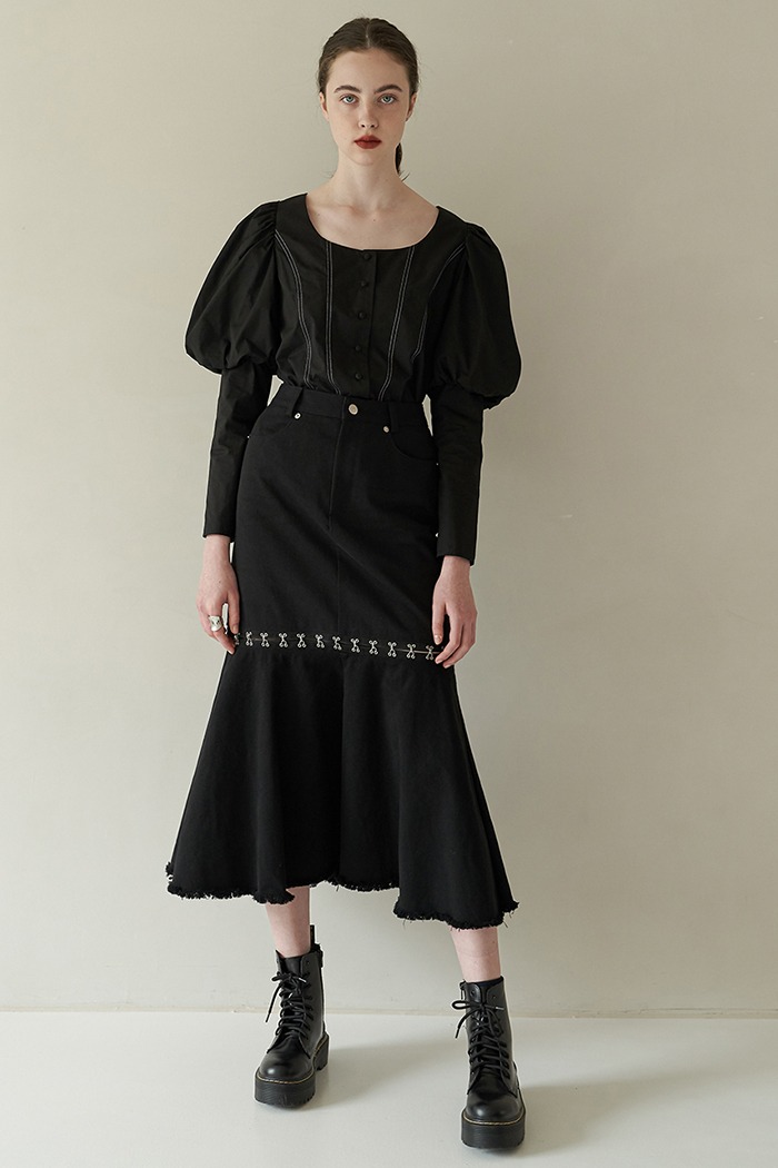 [Sample] Two-way hook skirt (black) - ONLY mini skirt