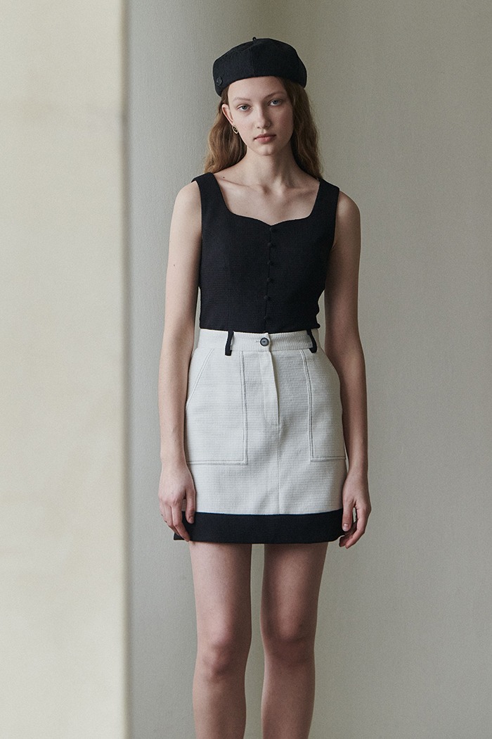 [Sample] Pocket tweed skirt (white)