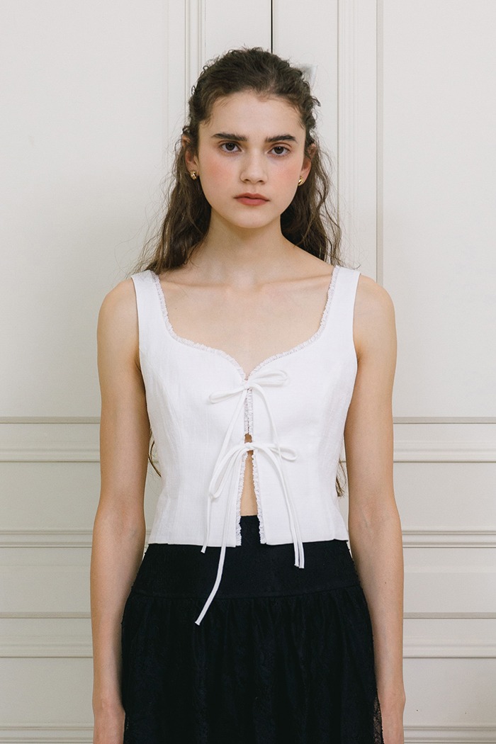 [Sample] Lace ribbon vest (white)