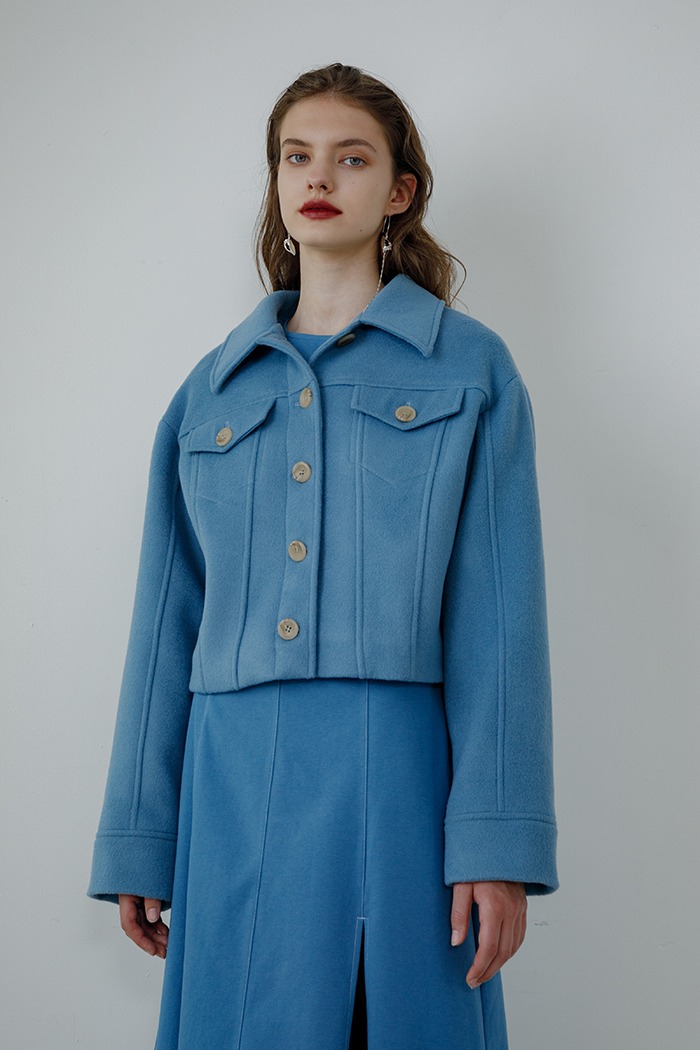 [Sample] wool short jacket (blue)