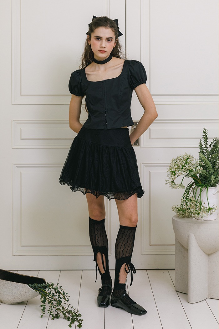 [Sample] Lace mini skirt (black)